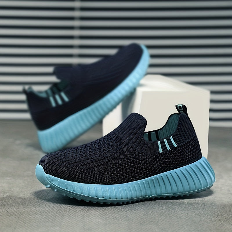 Girls Slip-On Sneakers All-Season Solid Knit Casual Outdoor Running Training