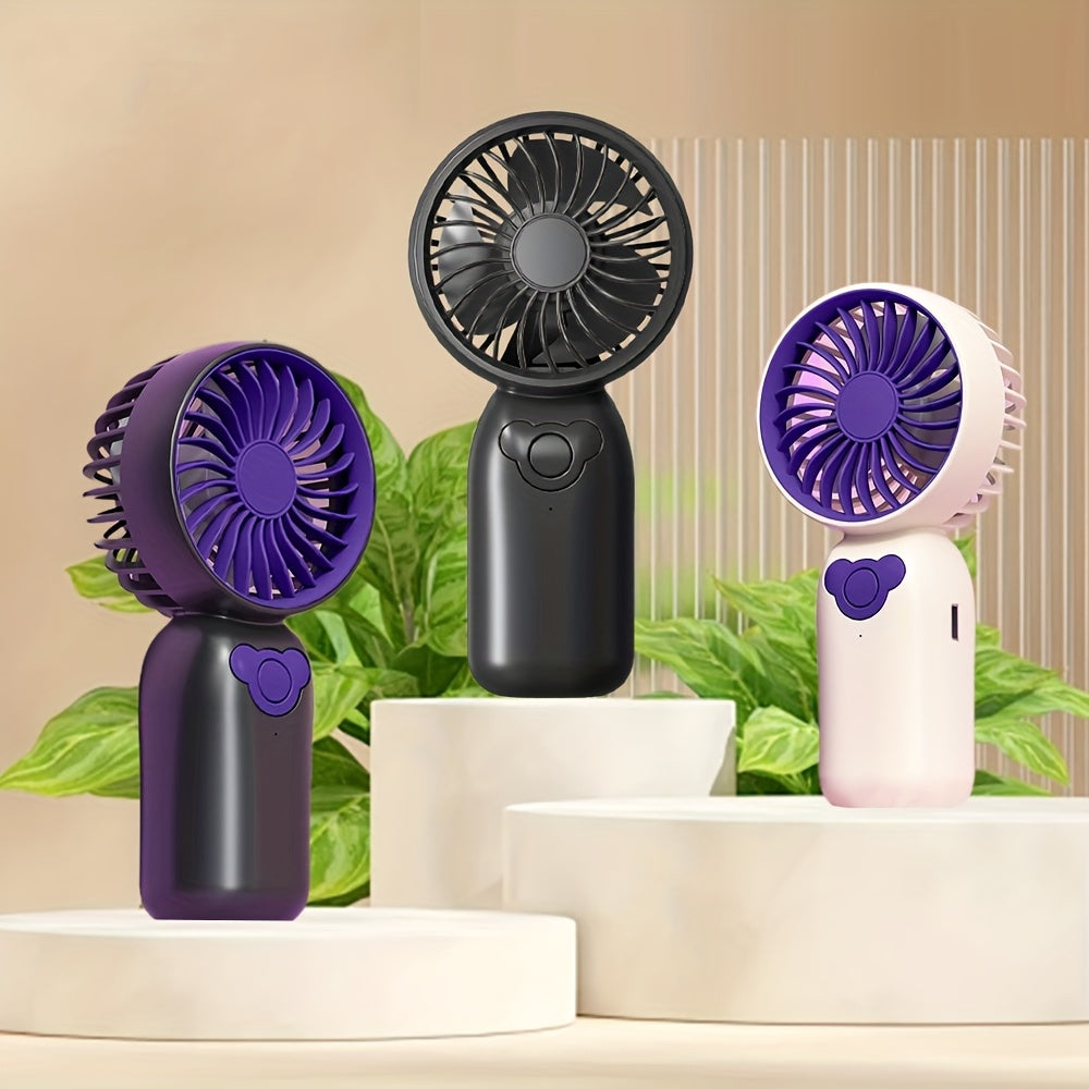 Silent Mini USB Fan Rechargeable Handheld Fan for Office Home Travel in Black Purple Beige