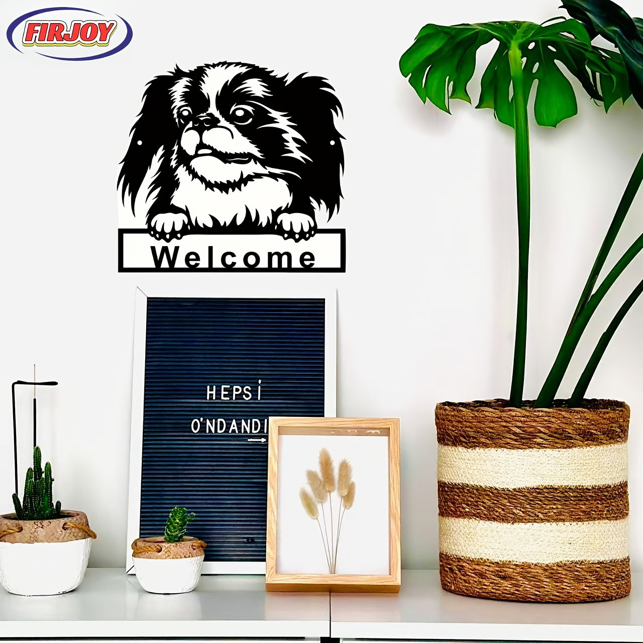 FIRJOY - Bo'sh it dizayni bilan noyob xush kelibsiz eshik belgisini osma, mehmonlarni kutib olish uchun mukammal