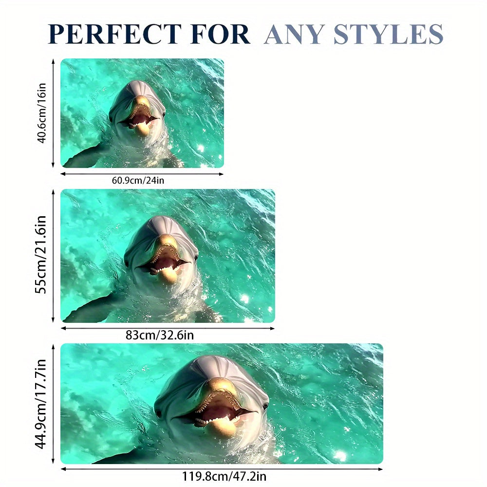 Vibrant Shark Ocean Scene Kitchen Mat Non-Slip Polyester Standing Mat