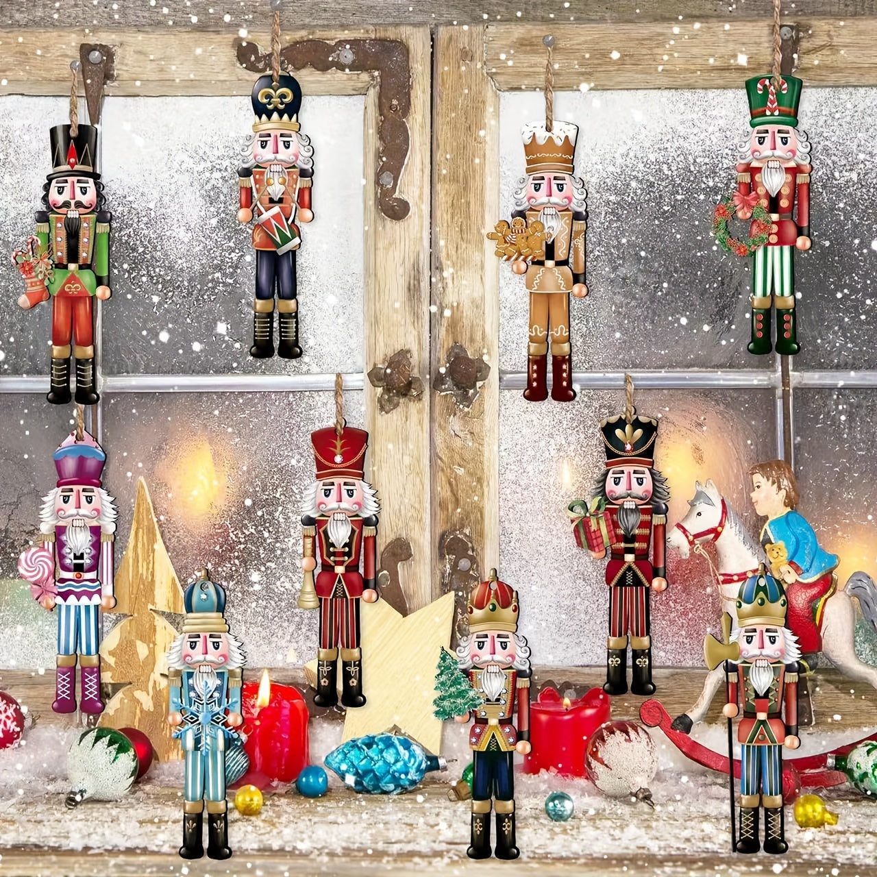 24 Classic Wooden Christmas Nutcracker Ornaments for Decorations and Gifts