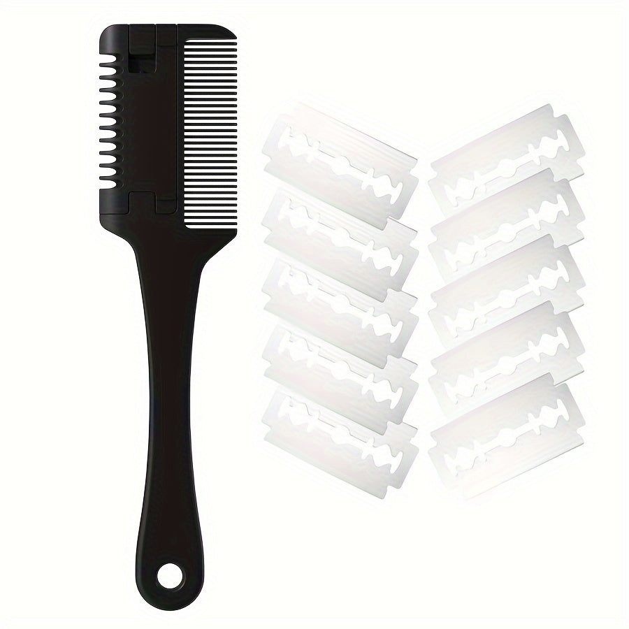 Pet Razor Comb with 10 Replacement Blades for Dog Grooming Safe Shedding and Thinning