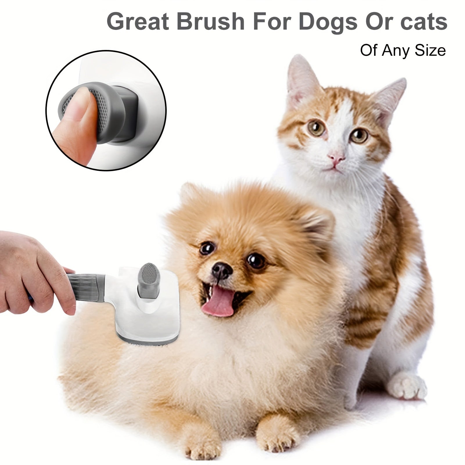 Pet Grooming Brush for Dogs and Cats Deshedding Massage Comb with One-Click Hair Removal Plastic Handle