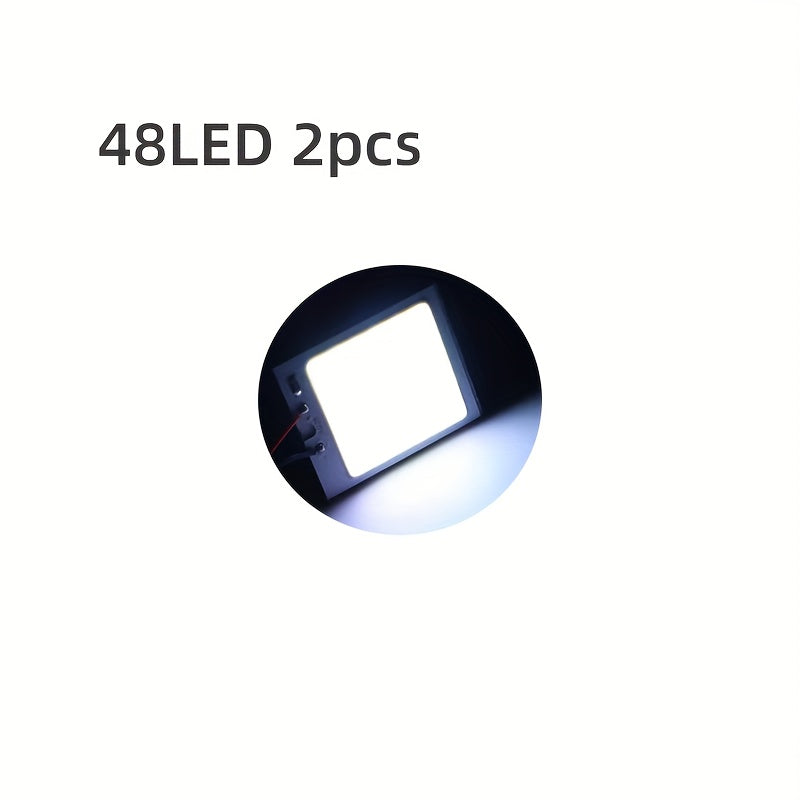 2pcs Car Interior LED Lights T10 COB 4W 12V Panel Dome Light White