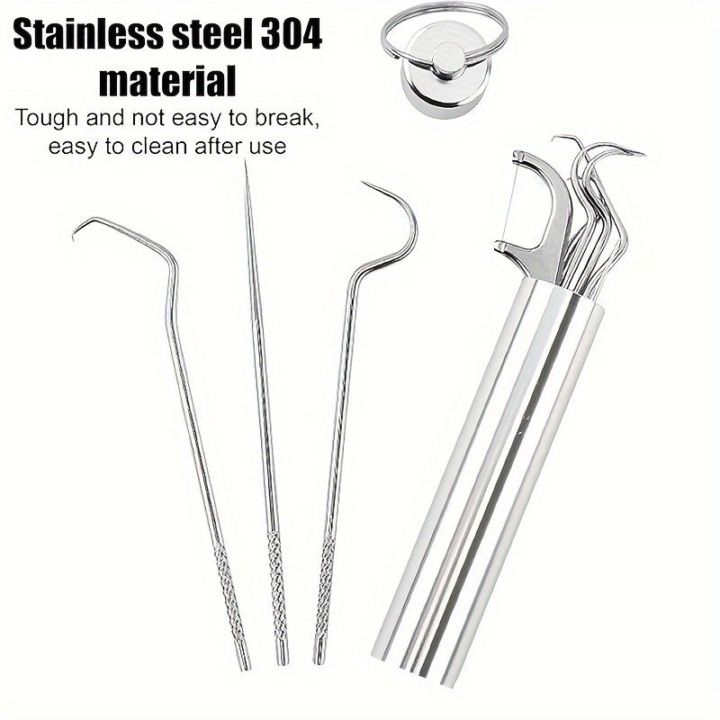 Stainless Steel Toothpick Set with Keychain Reusable Titanium Waterproof Holder for Travel and Outdoor Use