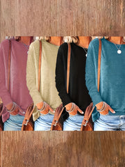 Women’s Long Sleeve Crew Neck Tops 4-Pack, Solid Polyester Rayon, Loose Fit