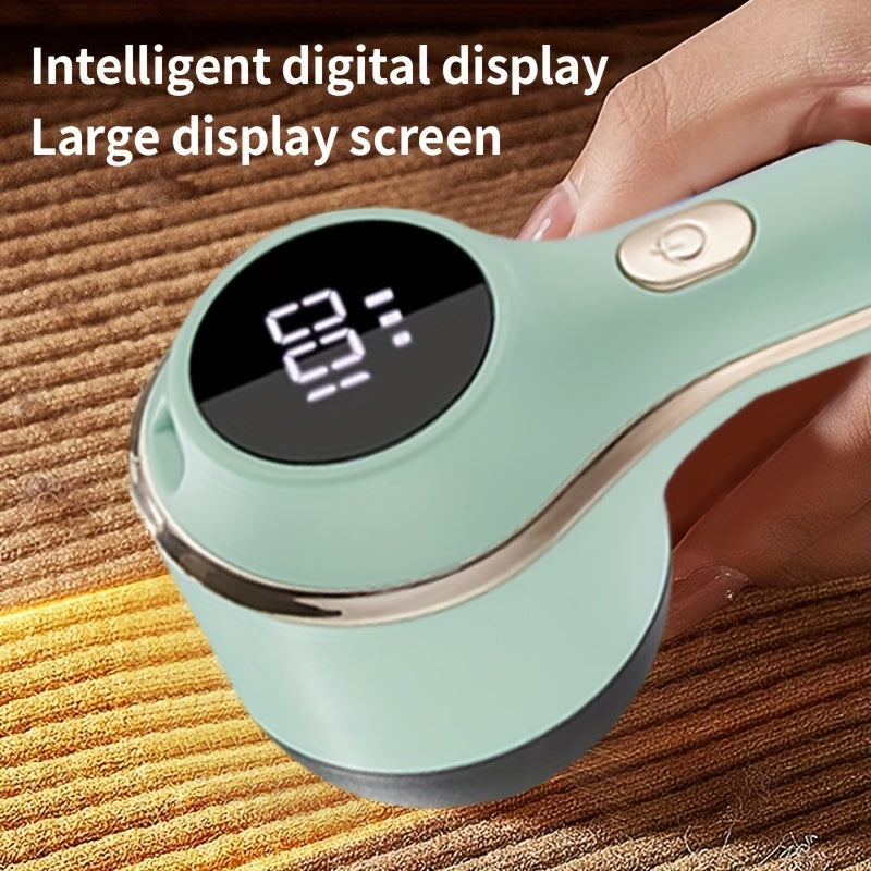 Afeitadora eléctrica de tela azul claro, recargable por USB, removedor de pelusas para ropa y muebles