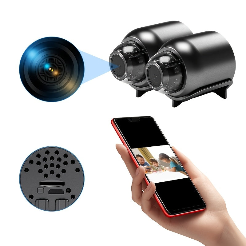 Indoor WiFi Security Camera 480P App Control USB Powered Black Cylindrical