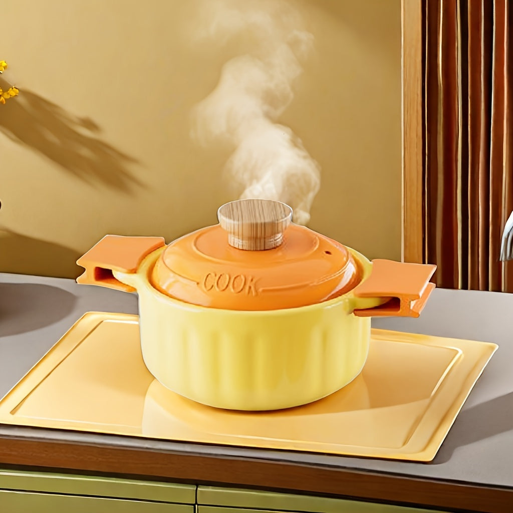 High Temperature Resistant Soup Pot with Flat Bottom, Easy to Clean, Suitable for Gas and Induction Stoves