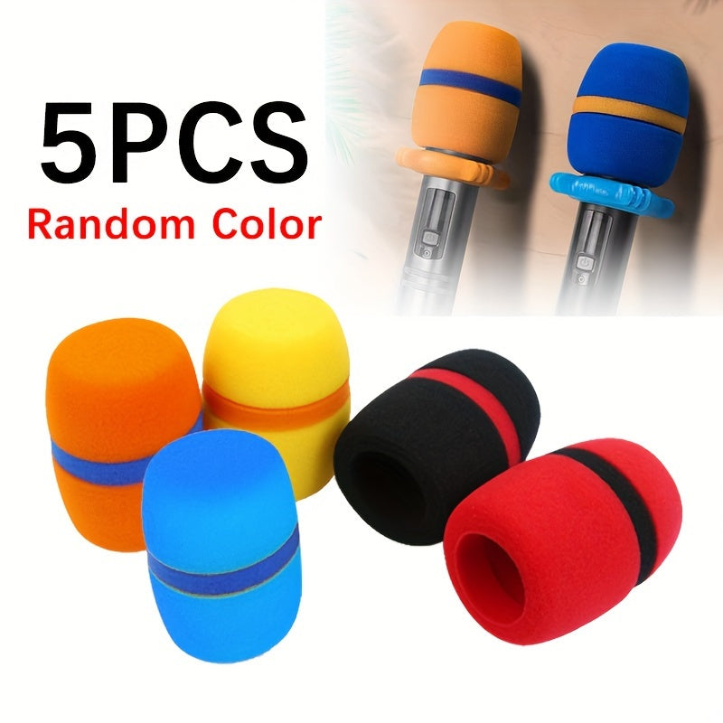 5pcs Microphone Foam Covers Windscreens for Handheld Microphones Red Black Yellow Blue Orange