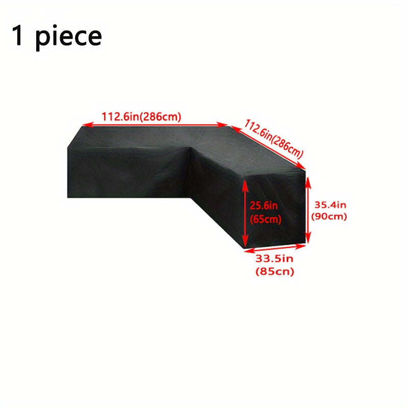 L-Shaped Outdoor Sofa Cover Waterproof Patio Furniture Protector Black Drawstring