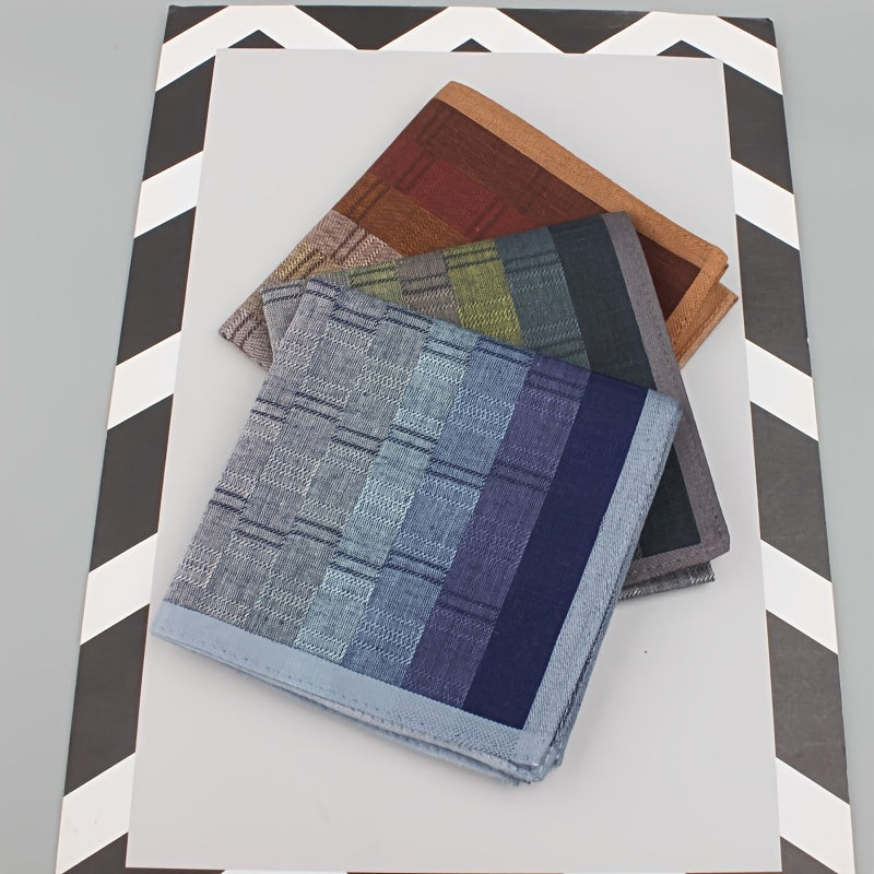 Set of 3 Men's Polyester Handkerchiefs with Geometric Pattern Reusable Pocket Squares for Suits