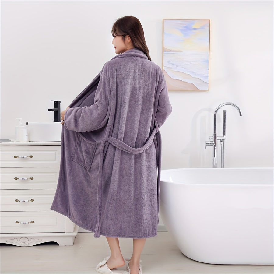 Men and Women Soft Coral Velvet Bathrobe Quick Dry Breathable Non-Shedding