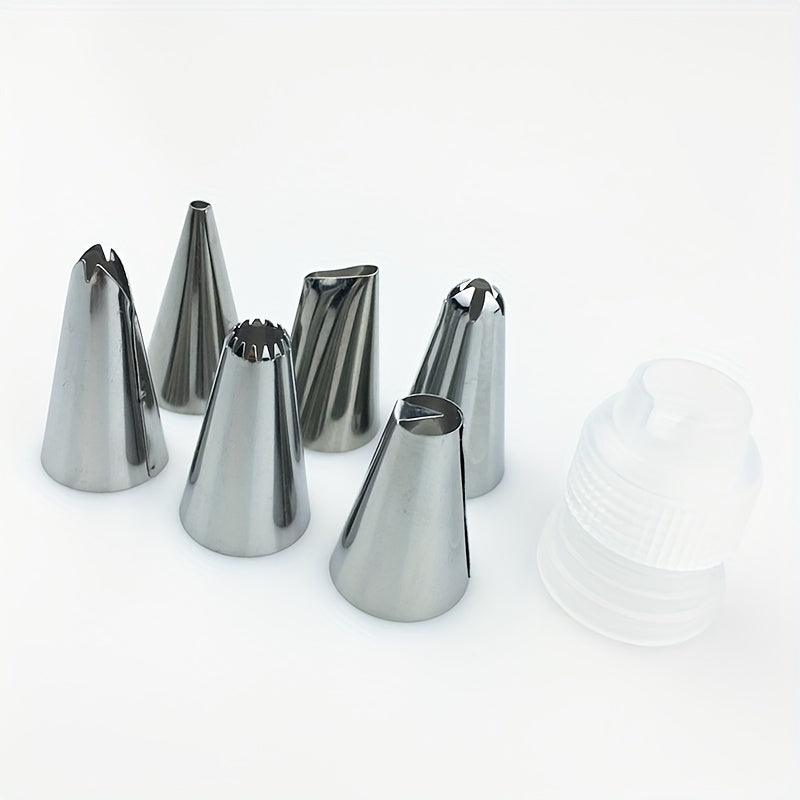 Tort bezak uchun zanglamaydali po'latdan yasalgan uchuvchi nozzalar va pirojnoe sumkasi bilan 8 ta to'plam