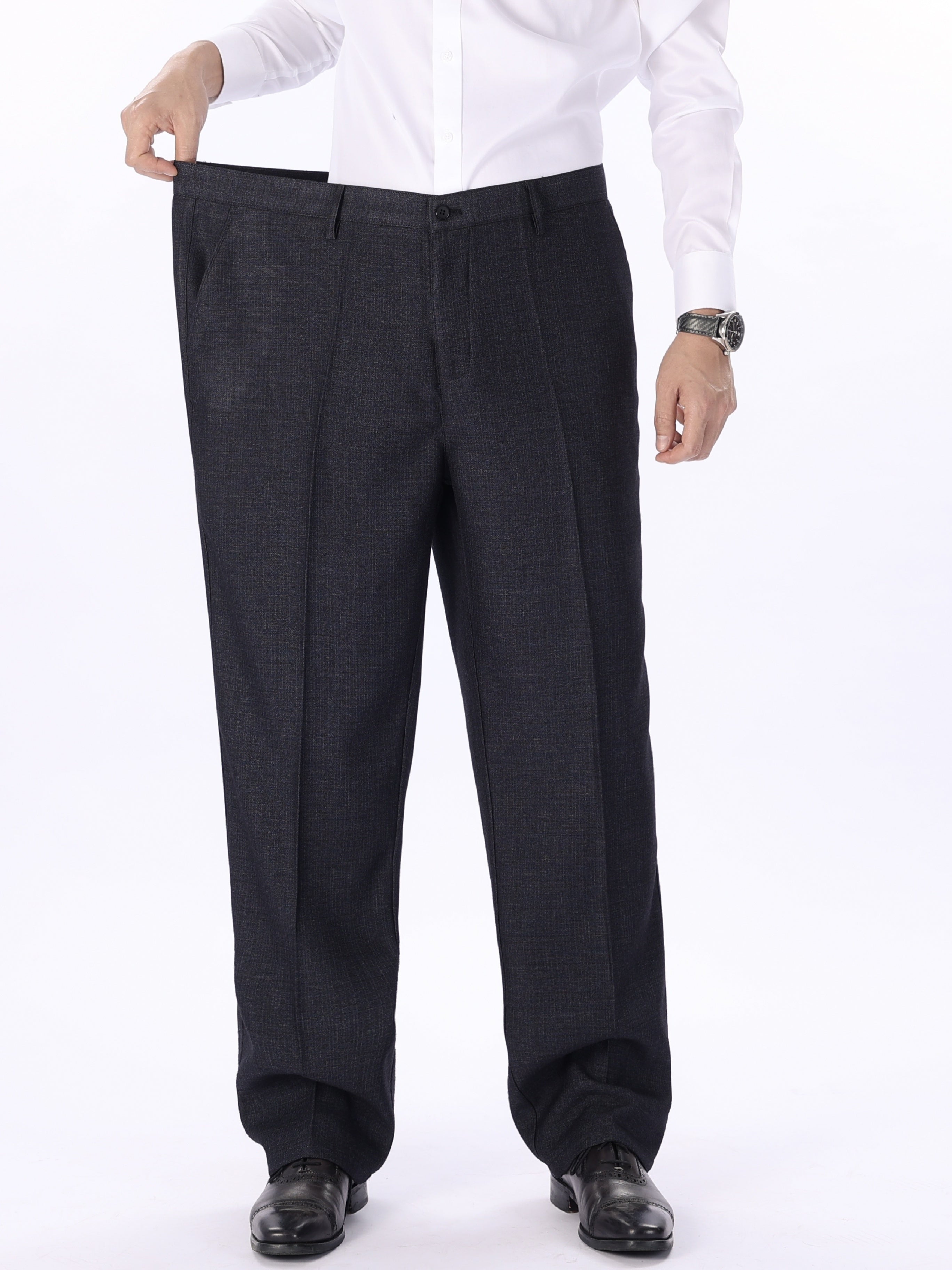 Men's Plus Size Solid Color Casual Dress Pants Regular Fit Polyester All Season