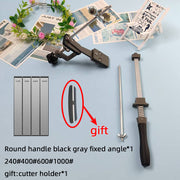 Afilador de cuchillos de cocina manual ajustable con mango de placa metálica para un ángulo preciso