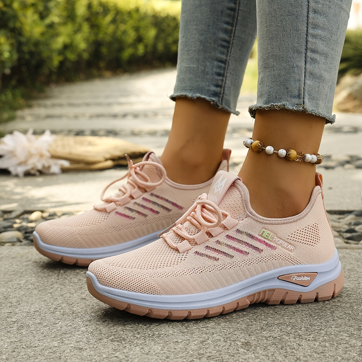 Women's Breathable Light Green Casual Sneakers for Walking and Running