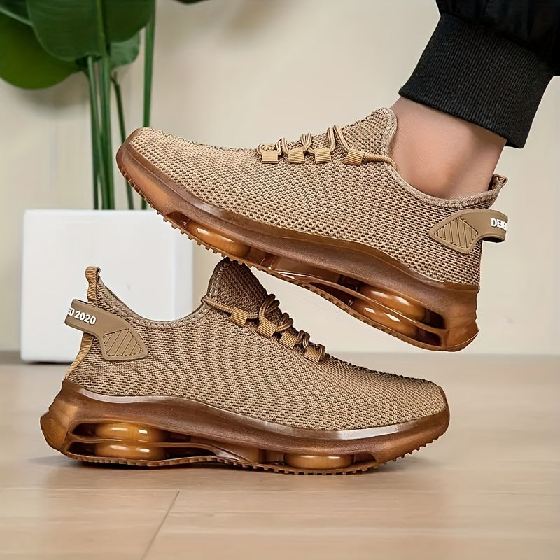 Women's Mesh Knit Casual Basketball Sneakers Khaki Lightweight Shoes