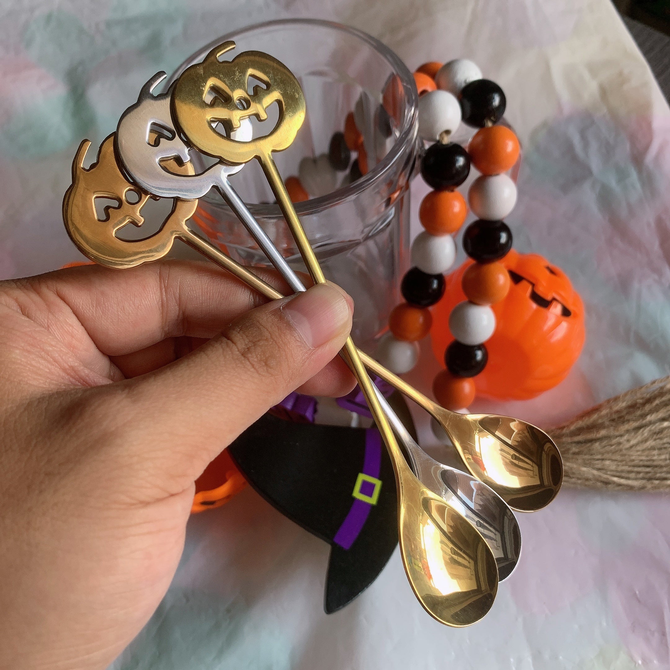 Set de regalo de Halloween, mini cucharita de café de 1 pieza y cubertería de acero inoxidable