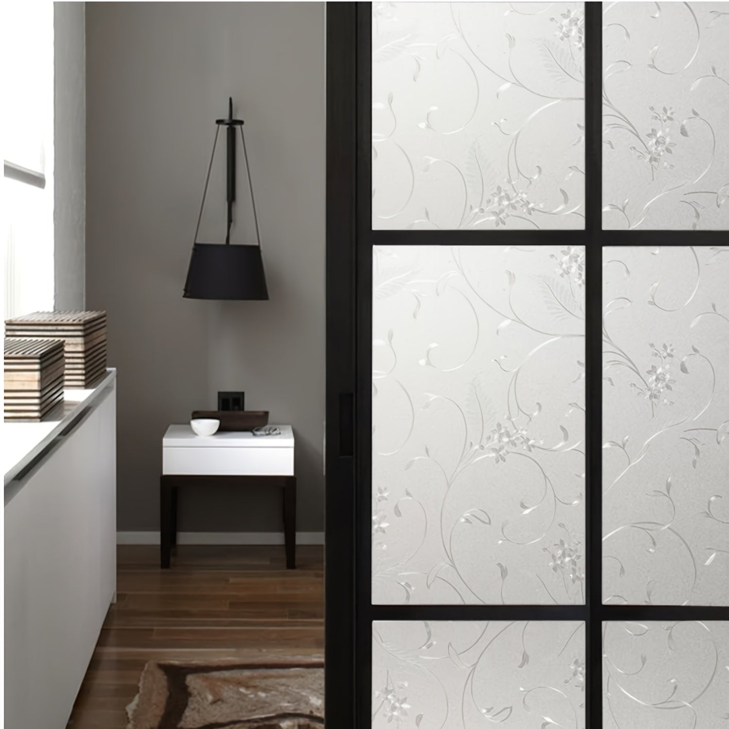 Película de vinilo para ventanas de vidrio esmerilado en rollo, con adhesivo estático, privacidad, bloqueo UV, removible, cortina