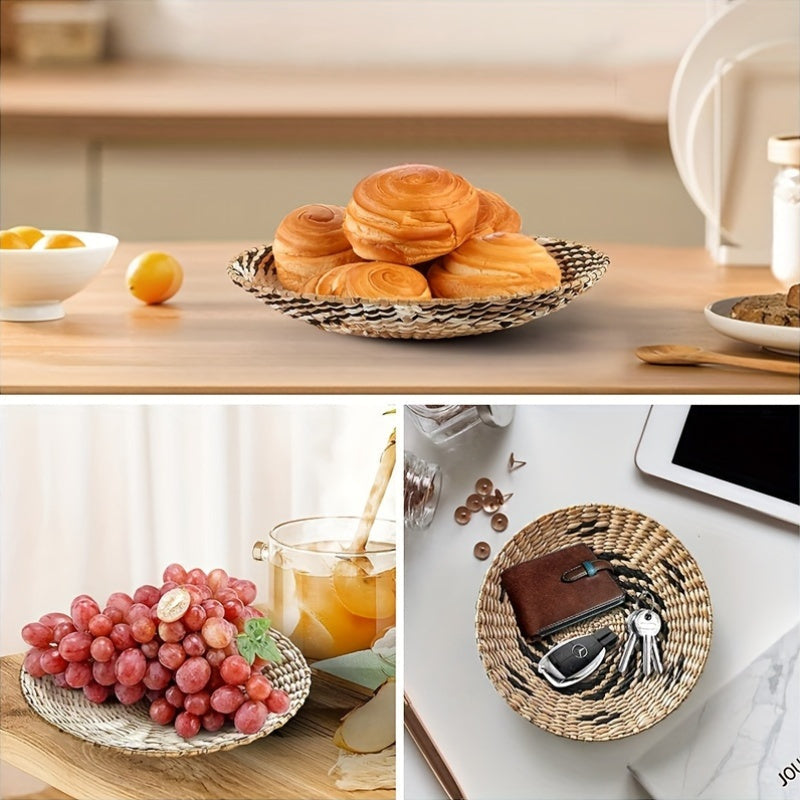 Set of 3 Handmade Bohemian Reed Wall Baskets Rustic Farmhouse Hanging Decor for Living Room Bedroom