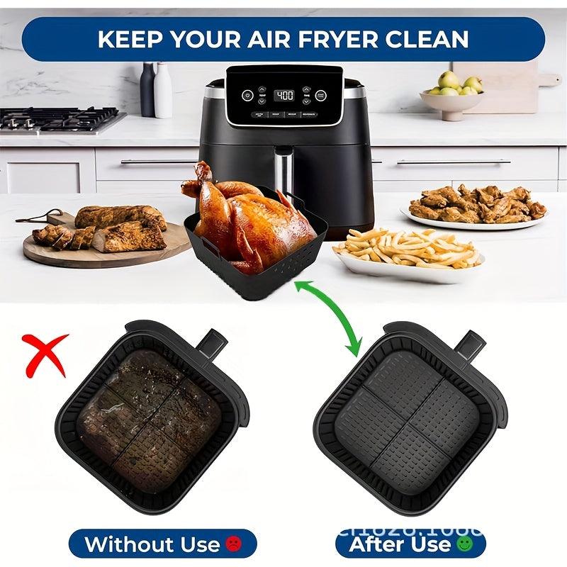 Square Silicone Air Fryer Basket for 5.8QT 6.5QT with Ventilation