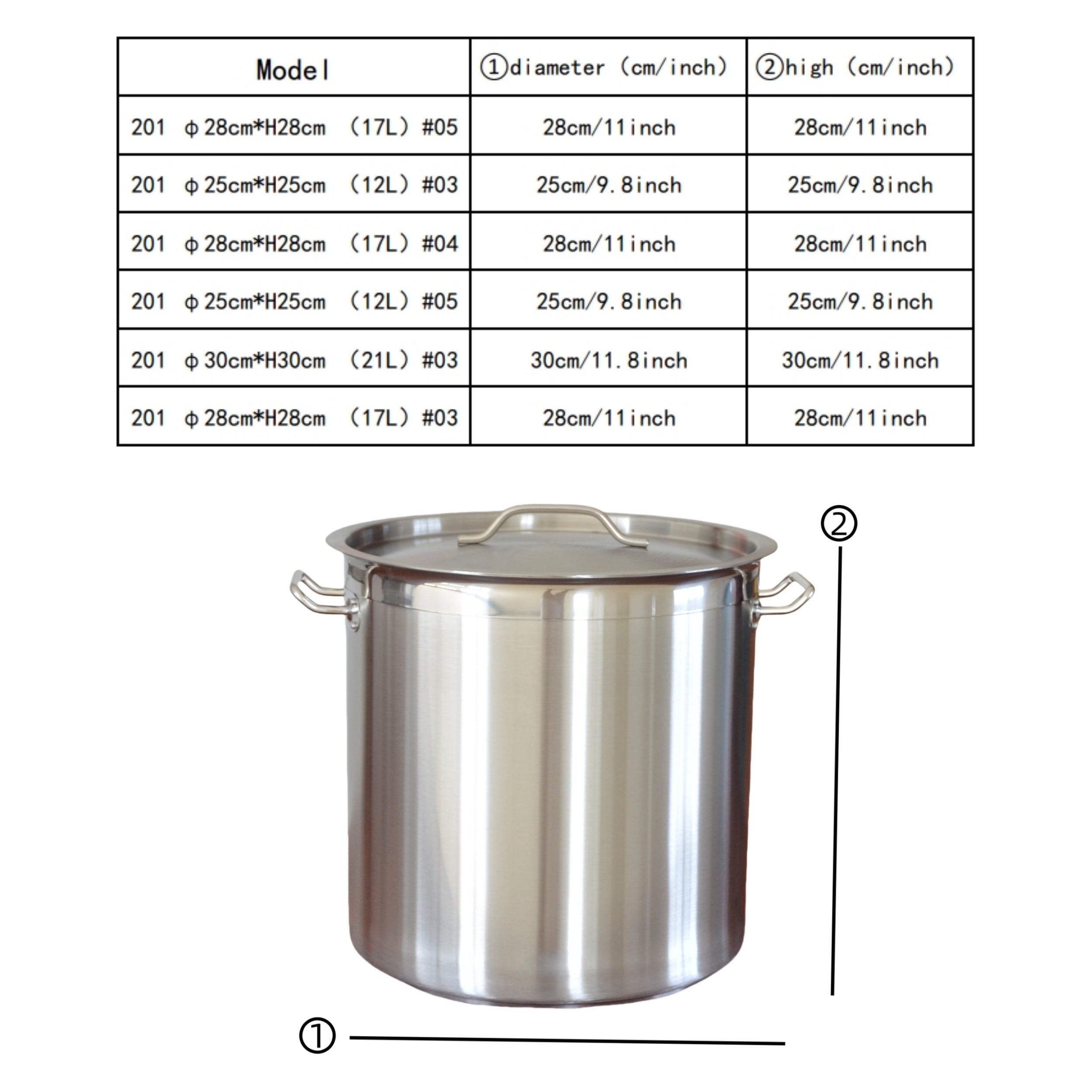 Stainless Steel Bucket 30cm Diameter, Large Soup Capacity, Kitchen Canteen Use
