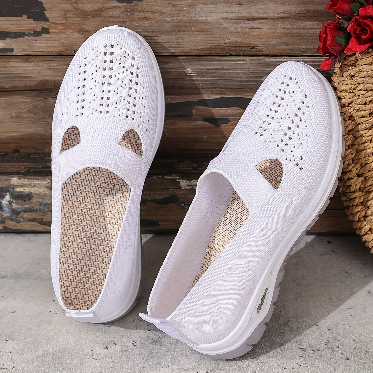 Women’s Casual Slip-On Sneakers Breathable Fabric Summer Beach Shoes