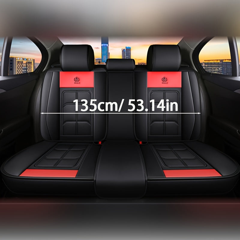 PU Leather Car Seat Covers with Red Accents for Sedans and SUVs Durable Comfortable Interior Accessory
