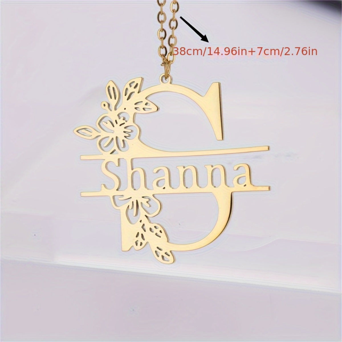 Gold Tone Stainless Steel Necklace with Floral Pendant for Women