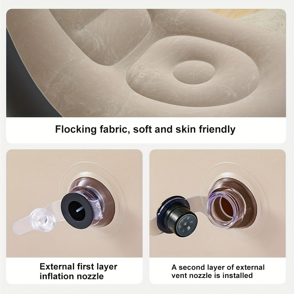 Inflatable Lazy Sofa with Footstool Foldable Portable Gray for Bedroom Balcony Office Outdoor Travel Camping