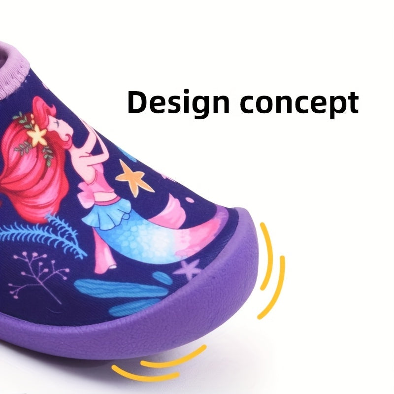 Kids Water Shoes Boys Girls Mermaid Beach Slip-On Non-Slip Quick-Dry Breathable Fabric for Spring Summer