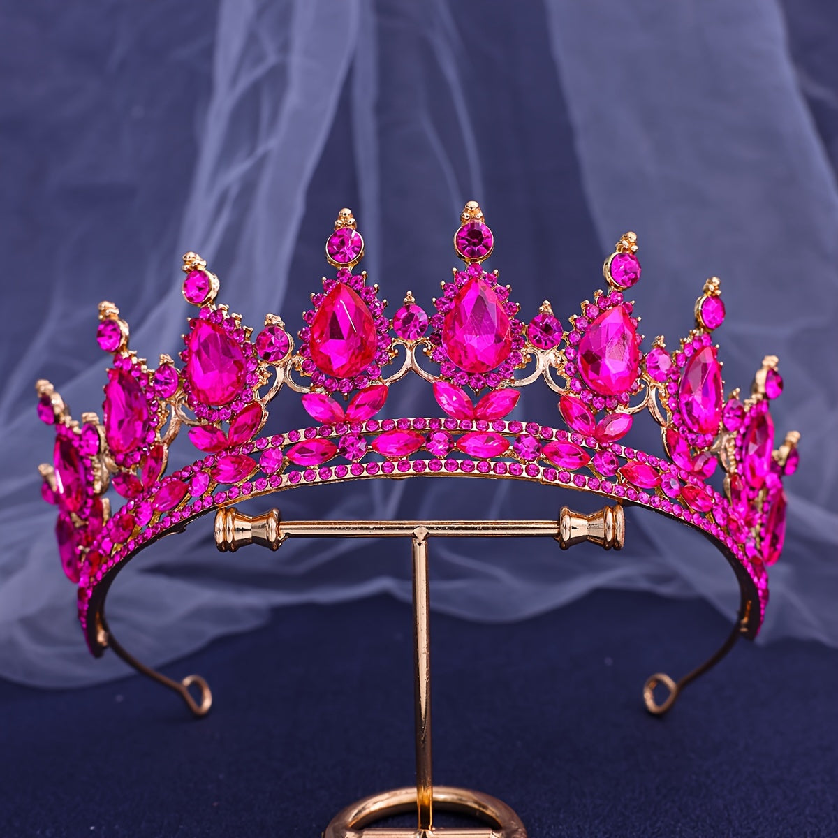 Women Girls Baroque Style Crown Tiara with Rhinestones for Parties and Dress Up