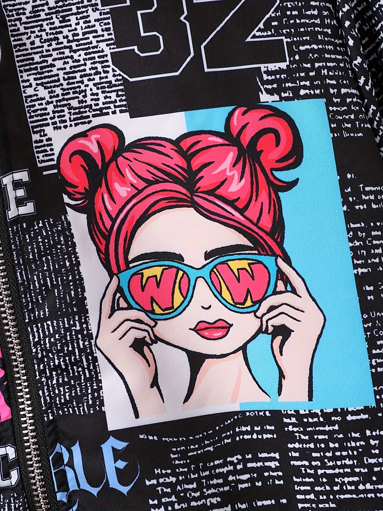 Детская девочка с капюшоном куртка из полиэстера с граффити-принтом для осени и зимы 118-155 см