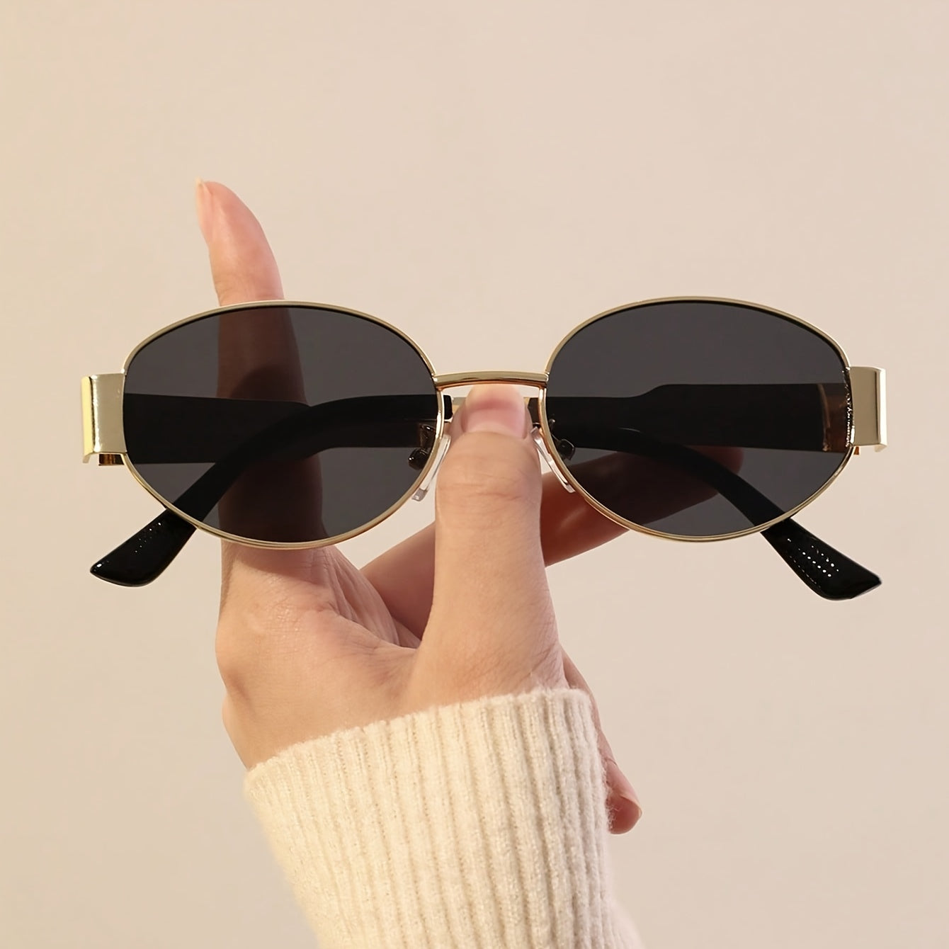 Women's Oval Fashion Glasses 1/2pcs Iron Frame with Golden Accents Polycarbonate Lenses Stylish Durable Accessories