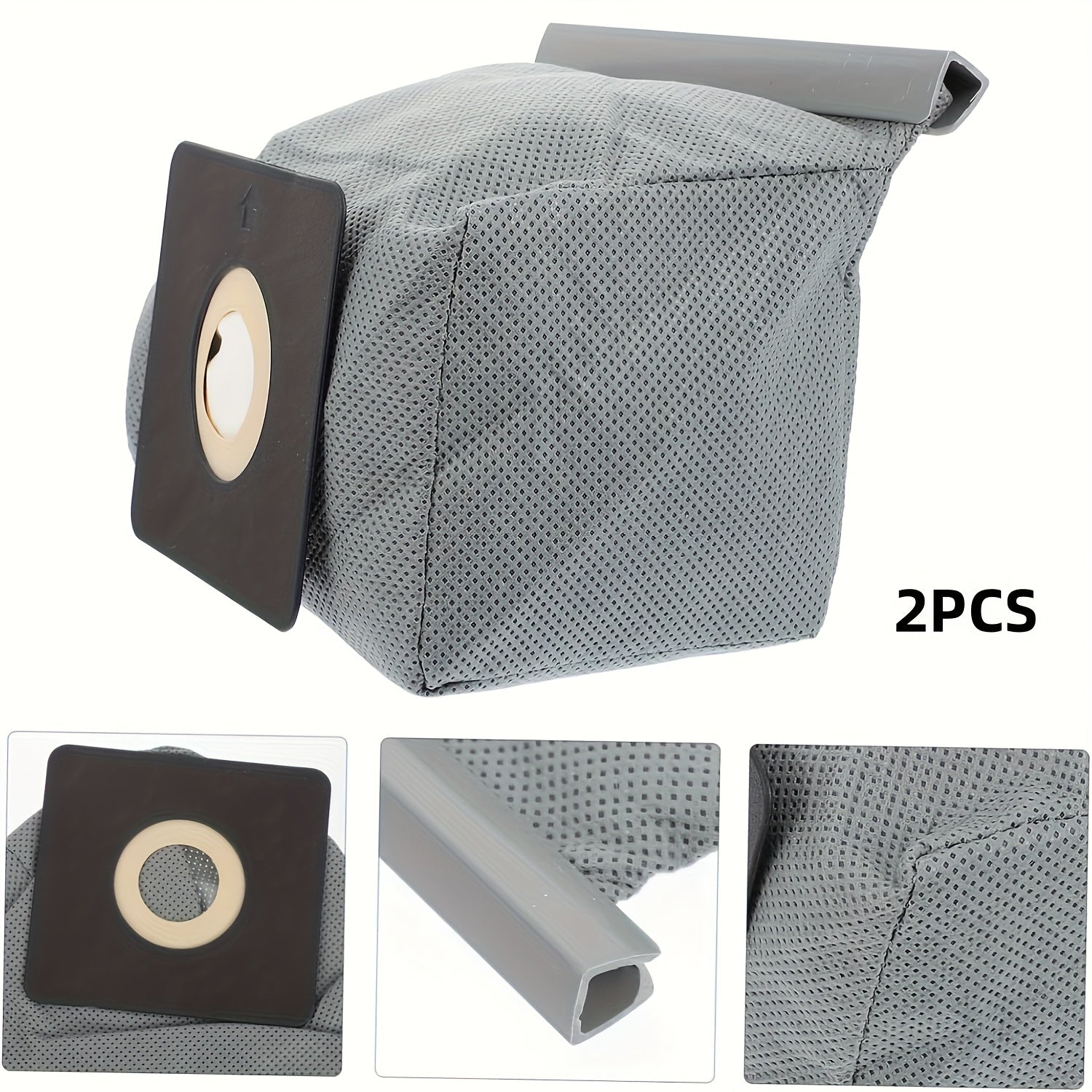 Washable Vacuum Dust Bags Set of 2 Grey Non-Woven Fabric 11x10cm for Compatible Vacuum Cleaners