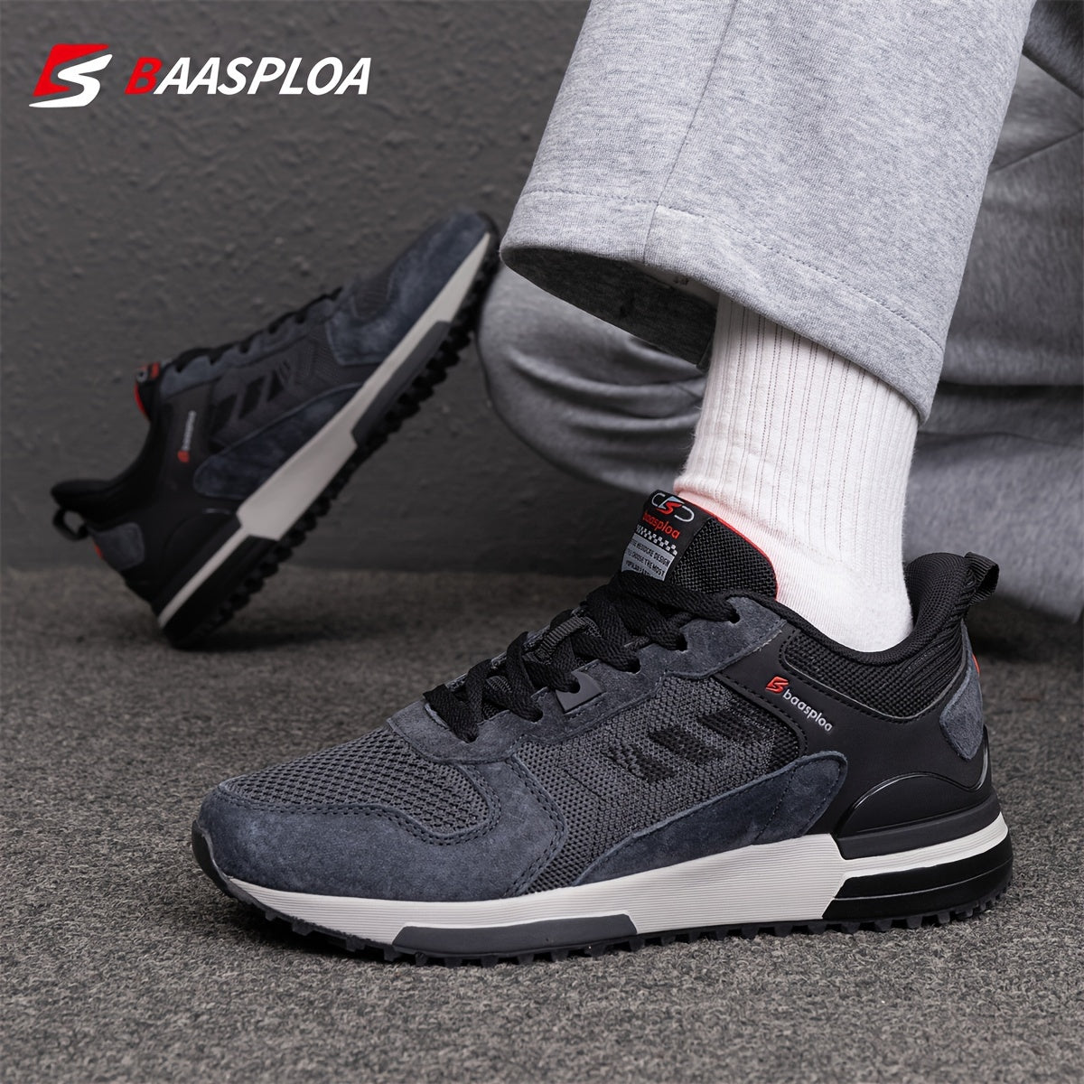 Baasploa Erkaklar Vintage Krossovkalari Tashqi Faoliyatlar Uchun, Qulay va Sirpanmaydigan