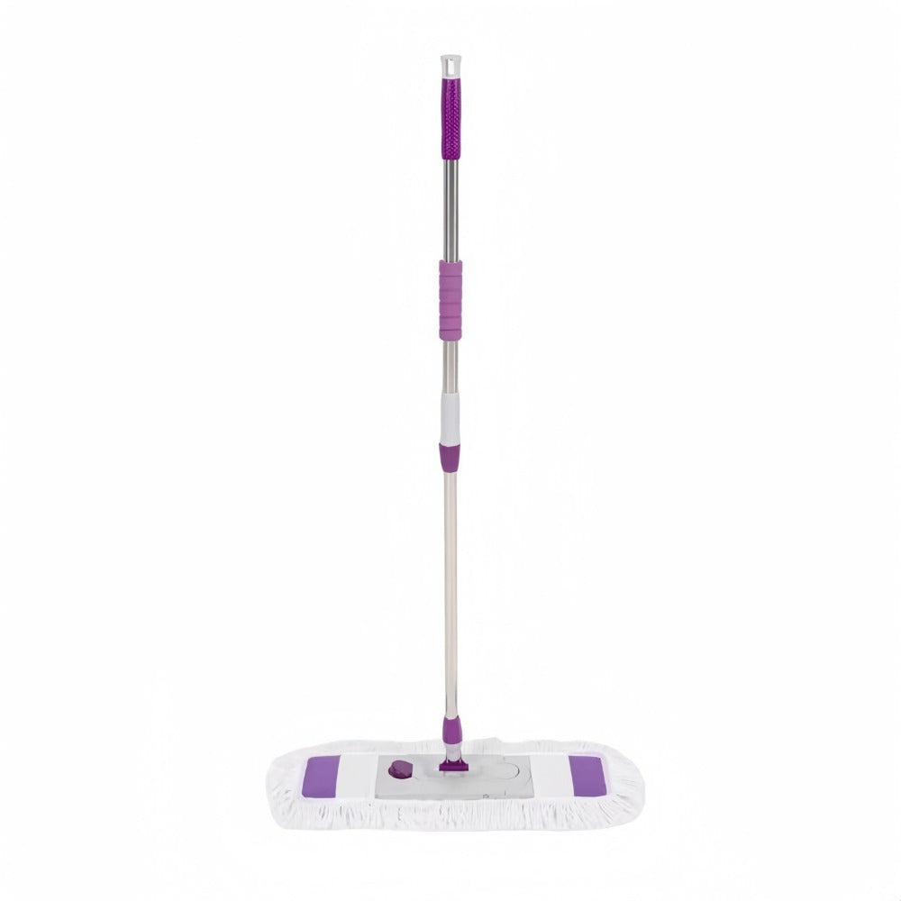 Katta 65.0 sm tekis mopa, uzaytirilgan tutqich, keng mikrofiber mato, 360 daraja moslashuvchan bosh - yashash xonasi, yotoqxona, hojatxona, oshxona va pol tozalash uchun ikki tomonlama nam va quruq pol mop - 1 dona