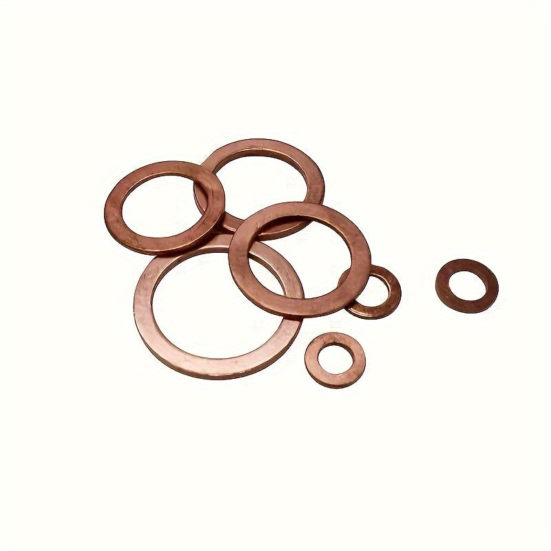 100pcs Copper Washer Gasket Nut and Bolt Set Flat Ring Seal Assortment Kit