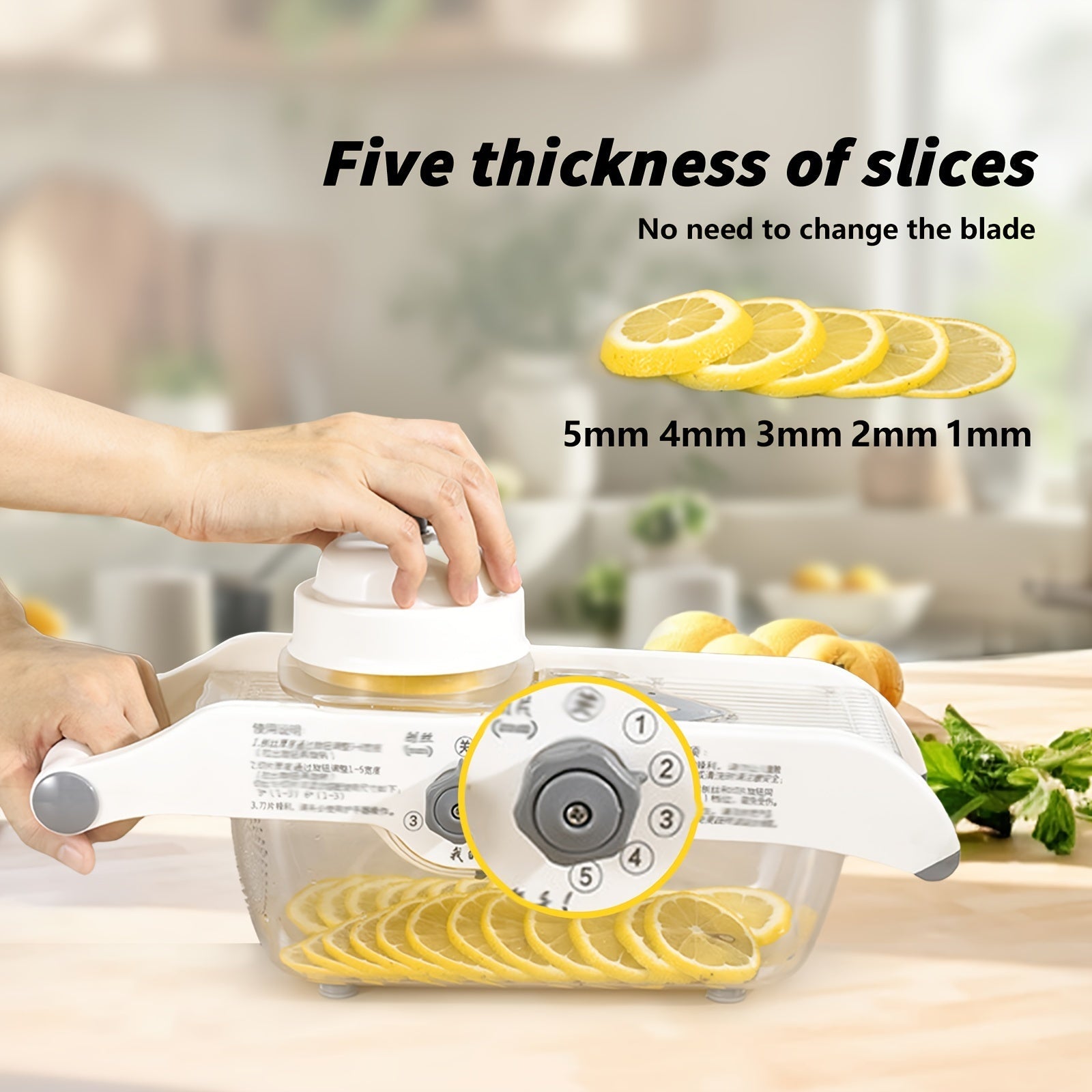 Vegetable and Fruit Chopper with Adjustable Slicer Stainless Steel Blade