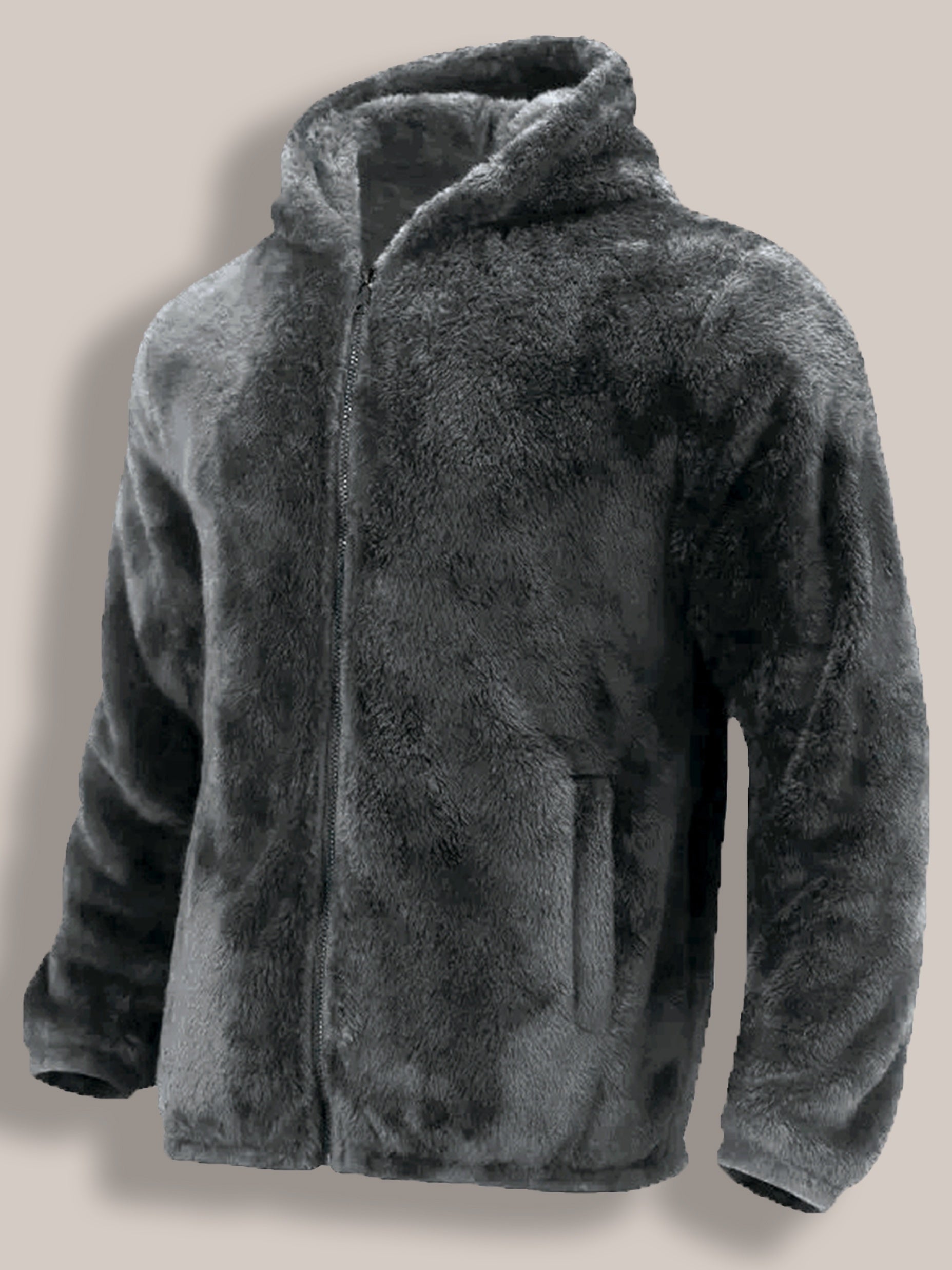 Erkaklar uchun kapüşonli jaket, ichki qismi fleece bilan qoplangan, qish va kuzda ochiq havoda kiyish uchun mos. Sovg'a sifatida ajoyib.