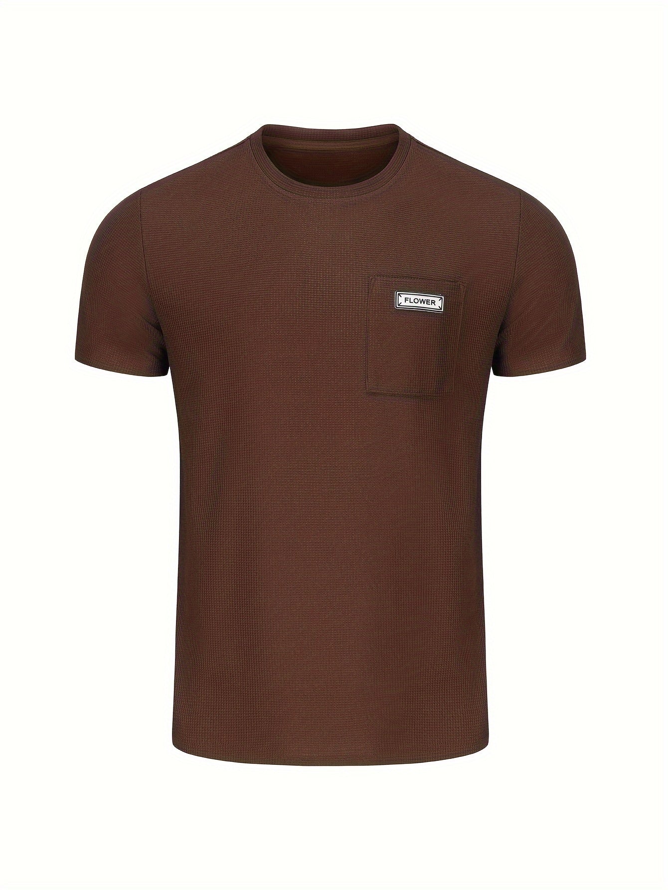 Men's Summer Casual Polyester Knit Shorts Sports Suit Solid Color Crew Neck Regular Fit