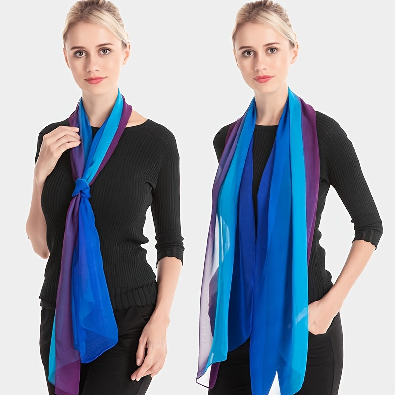 Women's Chiffon Scarf Gradient Color Lightweight Sun Protection Shawl Wrap