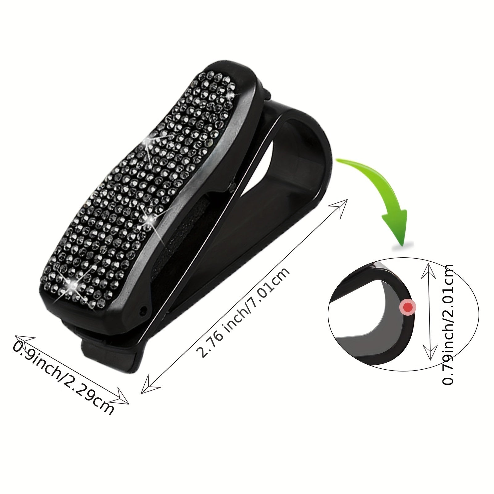 Car Sun Visor Sunglass Holder Clip Rhinestone Glasses Mount Women Men