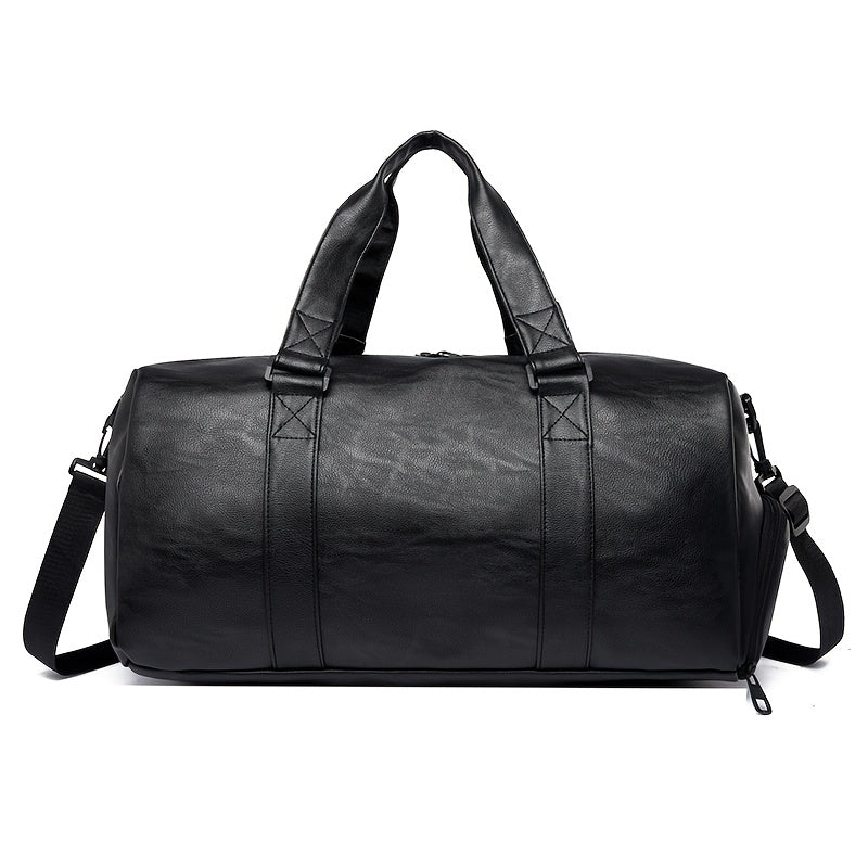 Men's Vintage Black Duffel Bag with Telescopic Handle and Large Capacity