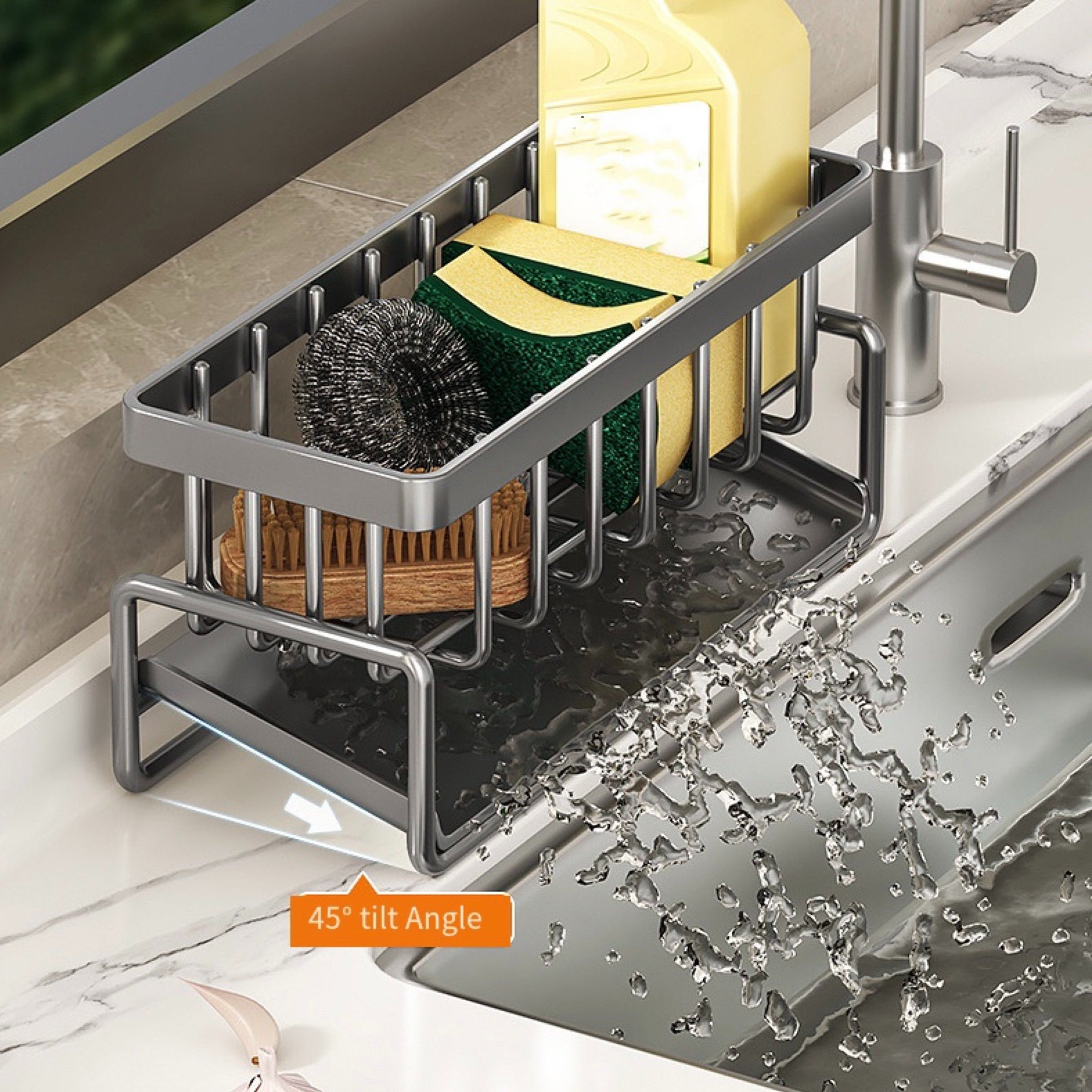 Multi-Functional Kitchen and Bathroom Sink Organizer for Soap Sponges Towels