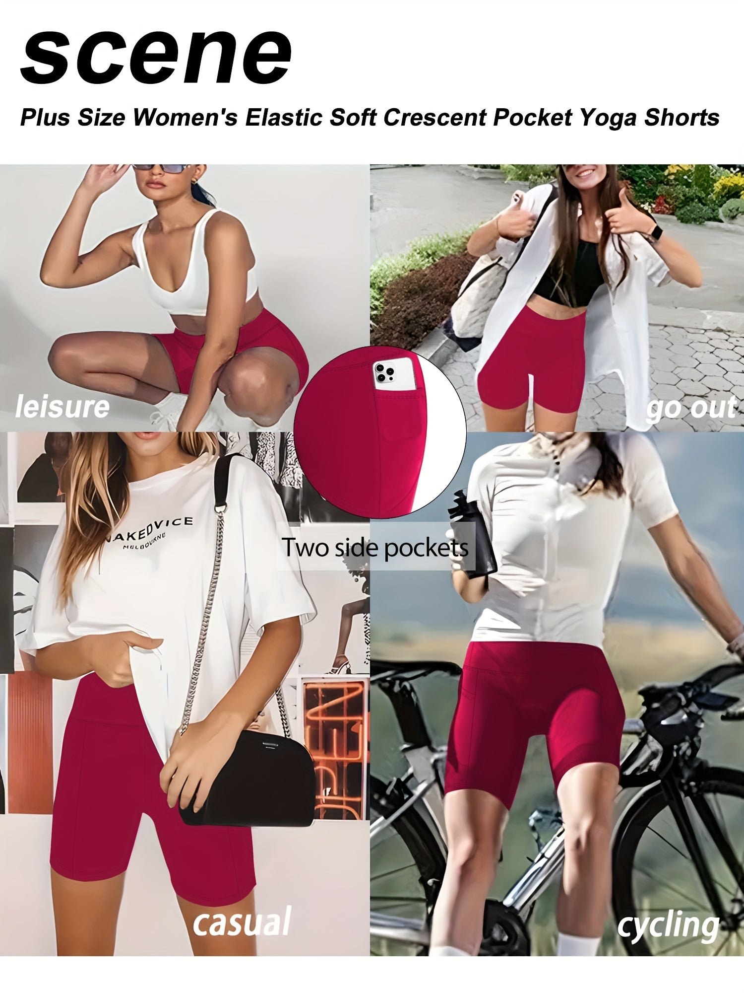 Plus Size Women Biker Shorts Tummy Control High Waisted Yoga Running