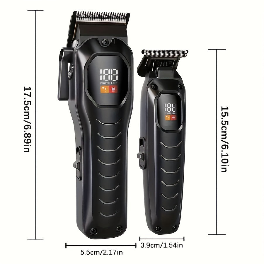 Set de cortapelos inalámbrico de alta capacidad para hombres, pantalla digital, recargable por USB, 3200mAh