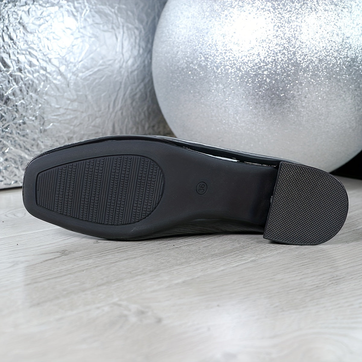 Women's Synthetic Square Toe Low Block Heel Shoes Flats Casual Formal