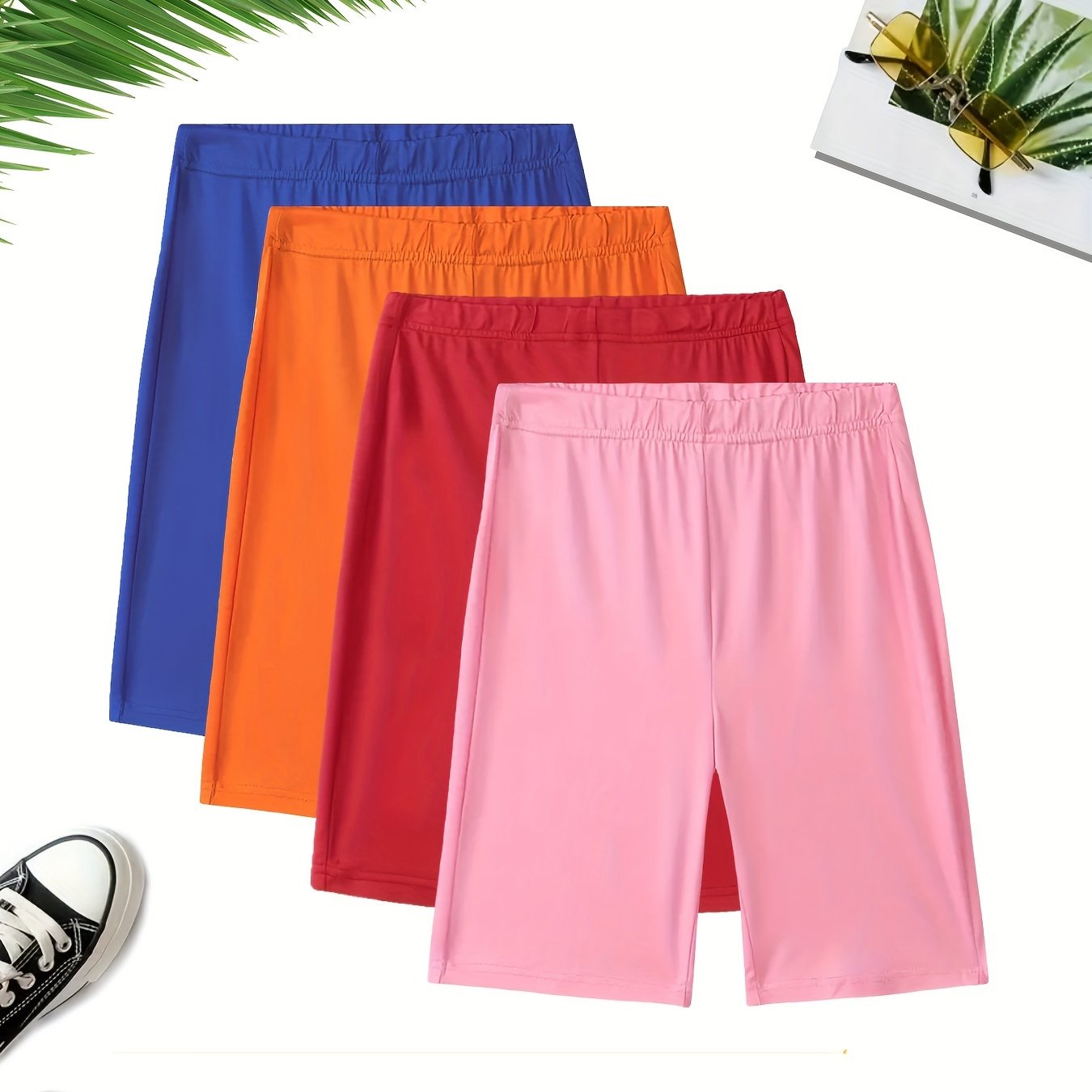 Women's Casual Sports Shorts Set Four Pieces Breathable Athletic Wear